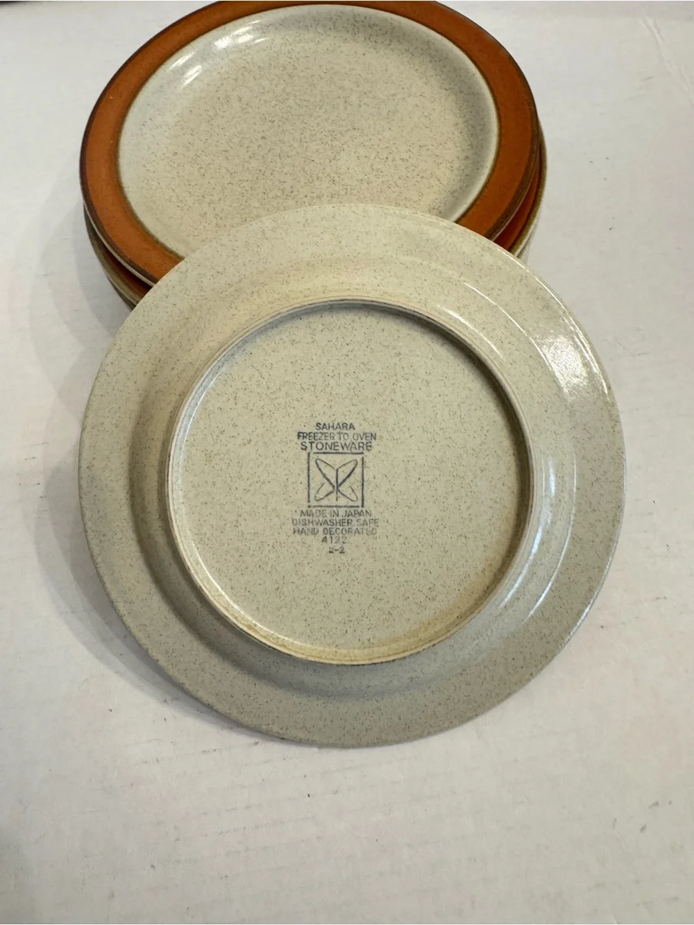 Lot of 4 Sears Sahara Orange Rim Salad Plate 7 1/8